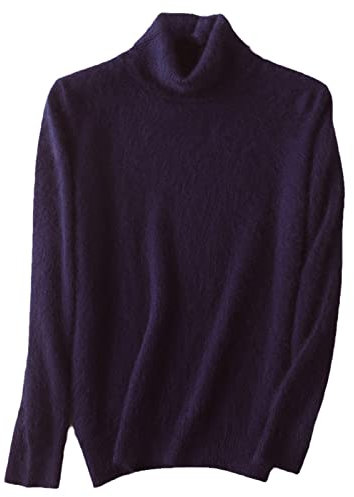Maglione lavorato a maglia da uomo Dolcevita di grandi dimensioni Casual Pullover Autunno Inverno Uomini di base Caldo Alto Risvolti Top, Viola, L
