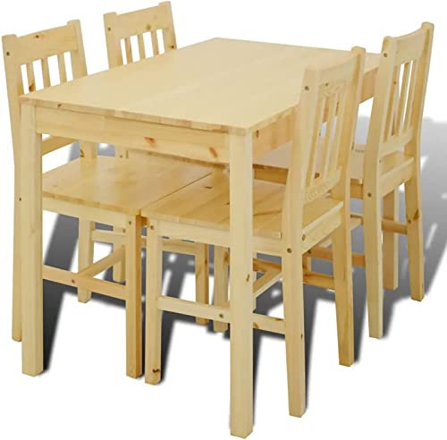 JINPALAY Conjunto Mesa y 4 Sillas Comedor Cocina de Madera Pino Moderno Mesa Cocina con Sillas 108 cm x 65 cm x 75 cm (Natural)