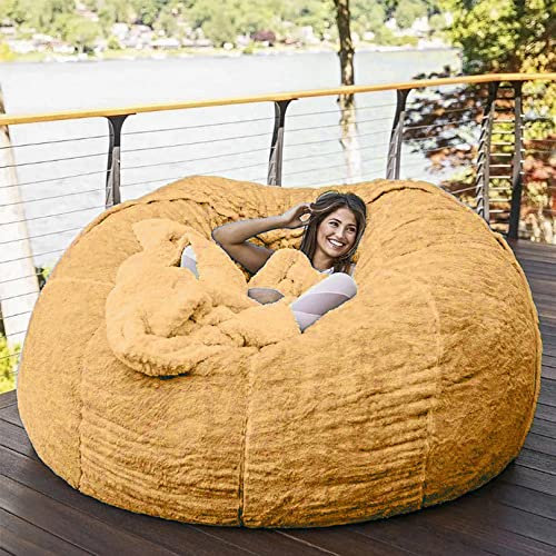 Bean Bag Chair Giant Foam Furniture Bean Bag Big Sofa mit weichem Mikrofaserbezug ohne Füllung (D,6FT 180X90cm)