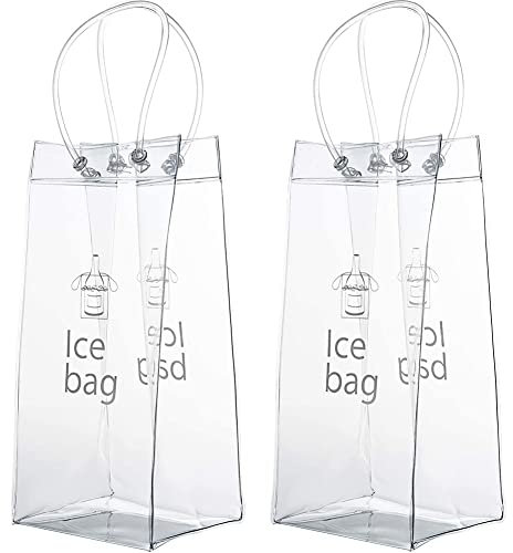 ARMYJY 3Pcs Ice Wine Bag Clear Wine Cooler Bag PVC Wine Pouch Bags with Handle for Champagne Beer Beverages