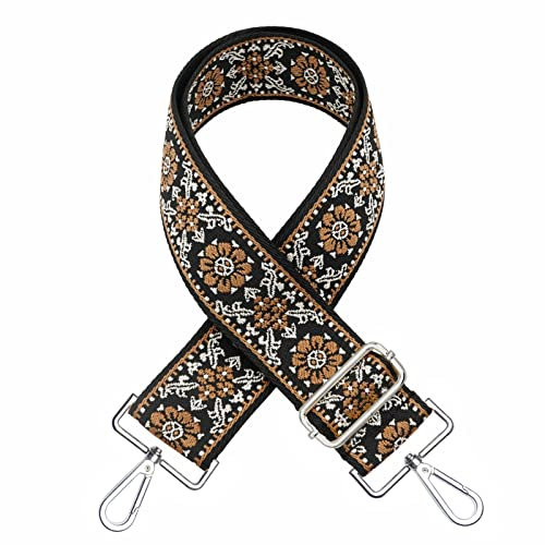 Schultergurt für Taschen Breit 5cm - Verstellbarer Taschengurt 80-130cm,Taschengurt Schultergurt,Universeller Geflecht Umhängegurt Schulterriemen für Taschen Handtaschen mit Karabiner (dunkelbraun)