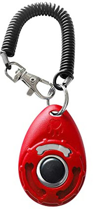 BEAUTYBIGBANG Hundeklicker Knopf Effektive Finger Klicker mit Spiralarmband Haustier Training Werkzeuge für Welpen Verhalten Hundetraining Hundeerziehung für Katzen Pferde (Rote)
