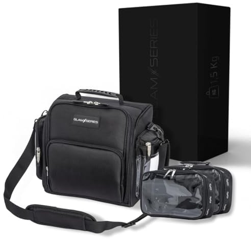 GLAMSERIES GlamTraveler Kosmetiktasche, Schminktasche mit 3 Pouches, Kosmetikbeutel kombinierbar mit Buckle, Beauty Bag für Make Up Artists, Friseure