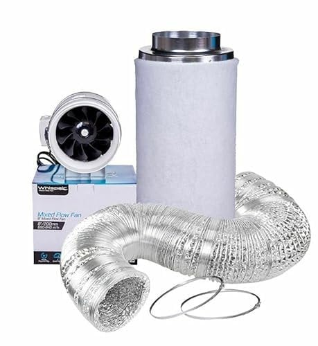Whispair Mixed Flow Fan & Filter Kit With Ducting + Jubilee Clips (5 Fan + Filter Kit)