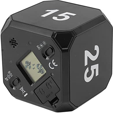 Cube Flip Timer, Flip Timer Einfache Betriebsmodi Einstellbar Leicht 5 15 25 45 Min für die Arbeit (Schwarz)