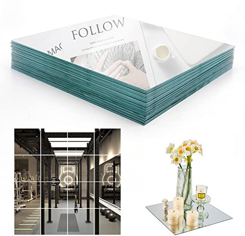 JASANMAXMIRROR 16Pcs 12inch Square Mirror Plates, Gym Mirrors, Edges Polished, Square Mirrors for Centerpieces
