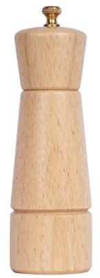 DeroTeno Moulin à Sel, Moulin à Sel avec Noyau de Broyage Céramique Réglable, Bois de Caoutchouc, Hauteur 16,5 cm, Fond DIA : 5 cm(le plateau n'est pas inclus)