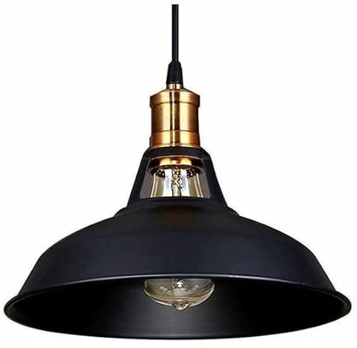 Moderne Retro-Lampenschirme aus Metall, einfache Montage-Lampenschirme, für industrielle Hängeleuchten, Schlafzimmer, Küche, Badezimmer, antiker Lampenschirm (Schwarz Innen Schwarz)