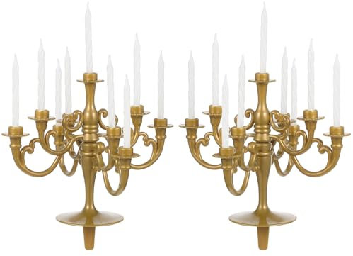 ifundom 2pcs Candle Holder Stand with 18Pcs Candle Vintage Candelabra Candlestick Cake Topper Gold Candlestick Holders Cake Toppers Ornaments for Wedding Birthday Party