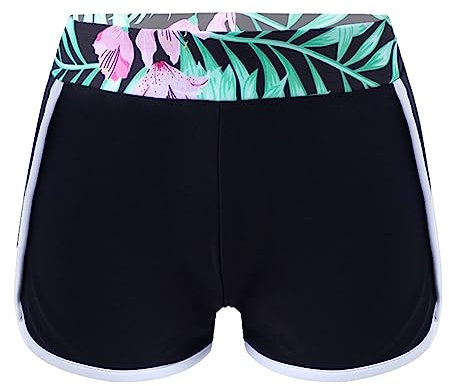JEATHA Mädchen Sport Badeshorts Kurze Badehose Schwimmenhose Schnelltrocknend Boardshorts Elastische Taille Schwimmenanzug Bademode Lilie 158-164