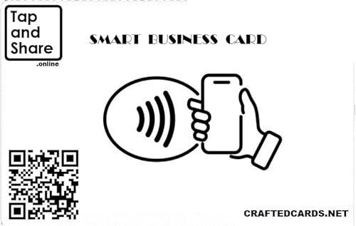 Tap and Share Weiße kontaktlose Freigabe Smart NFC Visitenkarte mit dynamischem QR-Code | Jederzeit aktualisieren 24/7 Cloudbase | Plattform keine App erforderlich! | Keine Batterien erforderlich |