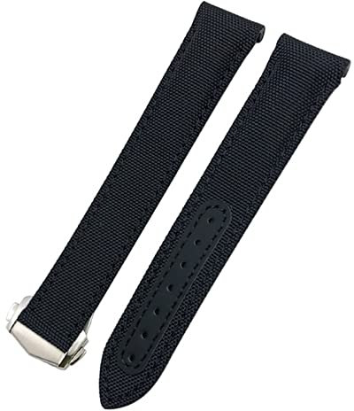 ENPAP 19 mm 20 mm 21 mm Canvas-Leder-Armband für Omega Seamaster 300 Speedmaster AT150 Planet Ocean Seiko Nylon-Uhrenarmband