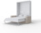 MAXIMAHOUSE Schrankbett vertikale mit Sofa, Invento LED 140V mit Lattenrost aus Holz, Wandklappbett 140x200 Erwachsene, Weiss Hochglanz, modern Concept und Design (Weiss/Weiss Glanz + beiges Sofa)