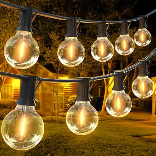 sylvwin LED Lichterkette Außen,15M Outdoor Lichterkette mit 20+1 G40 Bruchsicher Glühbirnen.Warmweiße G40 Lichterkette Glühbirnen,IP44 Wasserdicht Lichterketten für Außen & Innen Garten,Partys