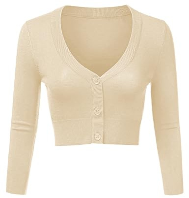 Totatuit Bolero Damen Festlich Kurz Strickjacke Elegant Langarm | Weich Jäckchen, V Ausschnitt, Kurze Cardigan, Knöpfe, zum Kleid, für Herbst Frühling