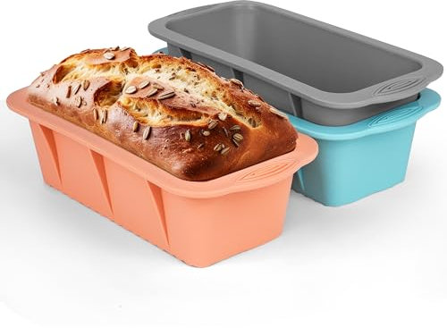 Winter Shore Set de Moldes Silicona para Pan (Pack de 3) - Moldes Repostería Antiadherentes, Fácil de Desmoldar, Aptos para Horno - Pastel de Carne, Pan de Plátano, Bizcocho - 25 x 12 x 7 cm