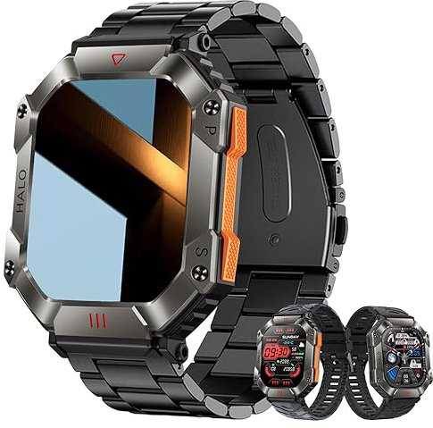 Jooeniok 2024 New Military Smartwatch Men, Bluetooth Call 2.0 Large Screen Outdoor Activity Tracker Heart Rate Monitor Sport Fitness Watches Men Smart Watch for Android/iOS