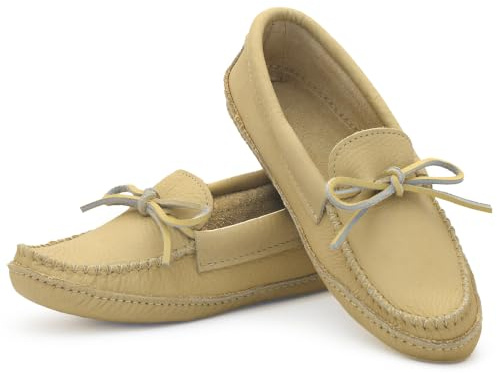 Laurentian Chief Moccasin Slippers for Women with Genuine Cowhide Leather - Canadian Quality Durable Comfortable Stylish Indoor Fancy Shoes for Ladies
