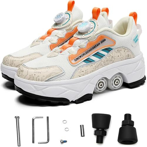 Roller Skate Schuhe für Frauen, Kick Speed Roller Schuhe Skates, die an Schuhe im Freien Pop Out Skates für Mädchen Jungen befestigen,37