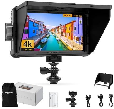 VILTROX DC550 Lite Camera Field Monitor, 5.5 Inch Camera Monitor 4K Touchscreen HDMI Camera Field Monitor with Sunshade Hood, Battery, Storage Bag for Sony Canon Nikon Camera