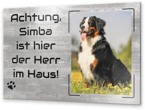 Holzoptik Hundeschild mit eigenem Foto und Text - Hundeschilder aus Alu Dibond Verbundplatten ab einer Größe von 15x10 cm