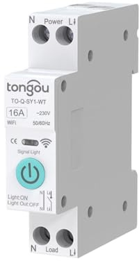 Commutateur de Disjoncteur Intelligent Tuya WiFi 1P 6A 10A 16A 20A 25A 32A 40A 50A 63A Commutateur WiFi de Télécommande Sans Fil pour Maison Intelligente (16A No Metering)