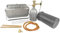 GARDINGER BBQ 42 mobiler Koffergrill aus Edelstahl für Gaskartuschen Holzkohle | Klappbarer Camping-Grill für Picknick Outdoor mit Grillzange | 31x20x7 cm + Profill Set Propanflasche 0,5kg