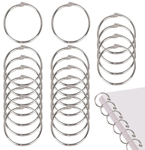 Dalababa 20 Pcs 50 mm Loose Leaf Binder Rings, Metal Book Ring Organizers Loops for Index Cards, Flash Cards, Keychains, Receipts, Memos