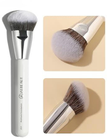 ALBEAUT 201 Angled Foundation Brush for Flawless Makeup Application Professional Liquid, Cream Powder Foundation Brush with Dense Bristles - Contoured for Precise Blending and Buffing