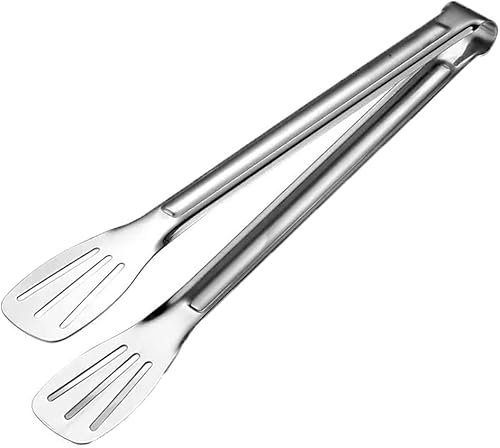 EQQHJL Silicone tongs Metal tongs Cooking Stainless Steel Food Serving Tong Heat Barbecue Bread Clip Pastry Salad Desserts Tong Pliers(Color:14 Inches)
