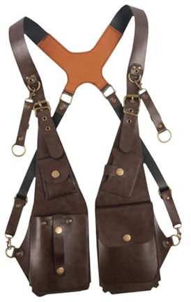 Dickly Leder Umhängetaschen Holster Tasche, Verstellbarer Schultergurt, Männer Crossbody Bag Outdoor, große Handytasche, Retro Unterarm Holster Pouch Tasche für Reisen Camping Party, Stil l