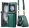 UDBKKDX Cerniera Custodia per Samsung Galaxy Z Flip 6, in pelle opaca con supporto la visualizzazione dell'obiettivo della fotocamera Protezione antiurto porta carte di credito copertura case cover