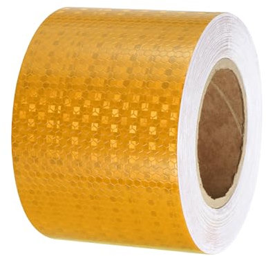 PATIKIL Ruban Réfléchissant Adhésif Jaune 1 Rouleau 10cm x 25 Mètres Ruban Adhésif Réfléchissant de Sécurité Imperméable et Haute Visibilité pour Camions, Remorques, Voitures
