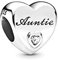 Wedanor Charme Poliertes Tante Herz Charms Anhänger 925 Sterling Silber Charm Pendant für Europäische Armbänder und Halsketten
