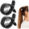 PAMINGONO 2pièces Pince à Cheveux Ronde Queue De Poisson Avec Dents Intérieures Accessoire De Coiffure Pour Chignon Et Queue De Cheval Noir