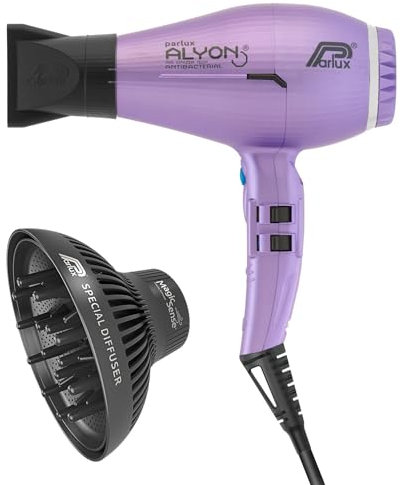 Parlux Alyon Special Edition Pack avec diffuseur MagicSense, sèche-cheveux professionnel aux ions négatifs, puissant et léger Fabriqué en Italie Couleur : violet mat.