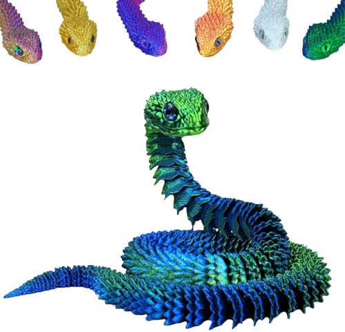 DLAIUSMALL 3D gedrucktes Schlangenspielzeug, realistisches bewegliches Schlangen-Zappelspielzeug, Schreibtischdekoration, mit schlangenförmigen Gelenken für Autismus/ADHD (grün)