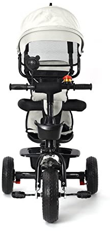 Dreirad für Babys, mitwachsend, Fahrrad, Kinderwagen mit Schiebegriff, abnehmbarer Baldachin, Sicherheitsgurt, Aufbewahrung, Fußstütze, Bremse, für Kinder von 1 bis 5 Jahren, 4-in-1 (Hellgrau)