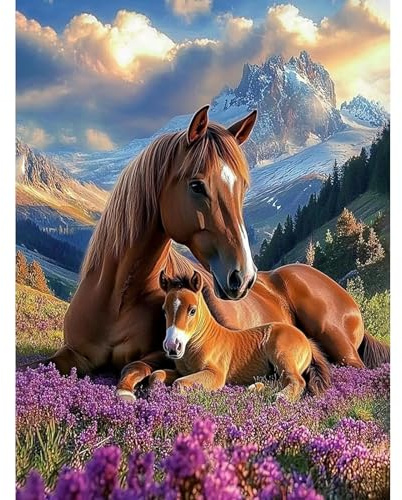 KEYIFA Cheval Peinture par Numéros pour Adulte, Kits de Peinture au Numéro avec Acrylique et Pinceaux, DIY Animaux Creatif Toile Paint by Numbers, Décoration de Maison 30x40cm