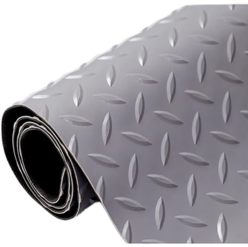 Tapis de Sol de Garage en Caoutchouc, Rouleau de revêtement de Sol de 1,5 mm d'épaisseur, Tapis antidérapant, Tapis Isolant Robuste pour Salle de Sport, Garage, Atelier,Gris,0.6x10m
