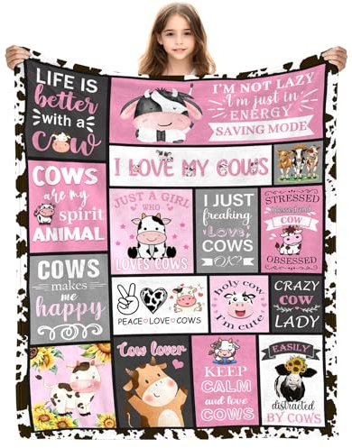 Yasrlvun Kuh-Geschenke für Damen und Herren, 127 x 152 cm, Kuh-Überwurf, Decke für Küh-Liebhaber, Weihnachten, Erntedankfest, Kühe