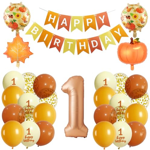 Luftballon 1. Geburtstag Orange Herbst Erste Kindergeburtstag Geburtstagsdeko 1 jahr Mädchen Junge‌ Happy Birthday 1 jahre