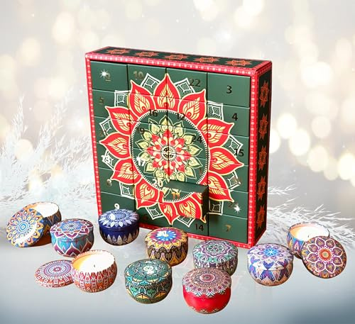 ADVENTSKALENDER SOULZENTS MIT 24 DUFTKERZEN - der Weihnachts-Countdown mit 24 Duftkerzen in Mandala-Dosen