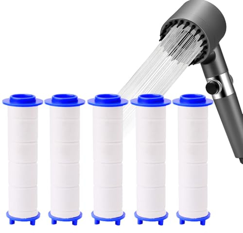 5 Pack Shower Filter Replacement Cartridges, Shower Head Filter for Handheld Shower Heads, PP Cotton Filter for Hard Water Filteration, Reduces Chlorine, Heavy Metals and Other Impurities