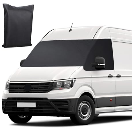 Auto Windschutzscheiben Abdeckung für VW Crafter Grand California 2018-2023 | Opaltool 600D Frontscheibenabdeckung Windschutzscheiben Abdeckung Außenverdunkelungsrollo Schneeschutz