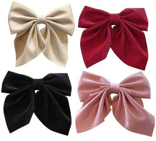 IBXWMNG 4 pezzi di Fiocco Capelli, Capelli Donna, Fiocco Per Capelli, fiocco tinta unita, fermagli per capelli donna/bambina