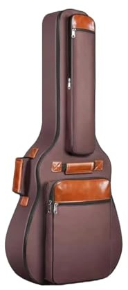 GXMDSGZ 41 Zoll verdickter wasserdichter Oxford-Nylon-Doppelgurt mit Baumwolle gepolsterter Gitarrenkoffer for Akustikgitarren für Konzertgitarre(Coffee)