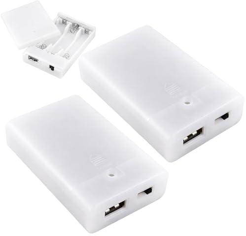 2PCS USB Battery Pack for LED Lights, 3×AA 4.5V Output USB Battery Case Box, Portable Power Supply for LED String Lights, Fairy Lights, DIY Decorations - Indoor Outdoor Holiday Lighting