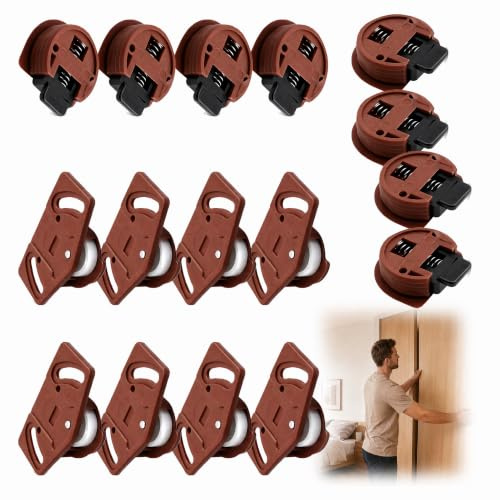 Lot de 8 Paires Roulettes Porte Coulissante avec Guides, Bekecidi Rail Porte Coulissante pour Armoire Placard, Roulette Silencieuse Réglable, Kit pour 4 Portes