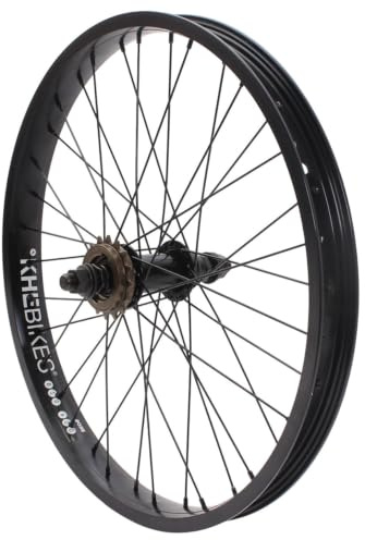 KHE Prism BMX Hinterrad 20 Zoll – Schwarz – 14 mm Achse – 16T Freilaufritzel – 36H – 7005 Aluminium Felge 38 mm – BMX Laufrad hinten